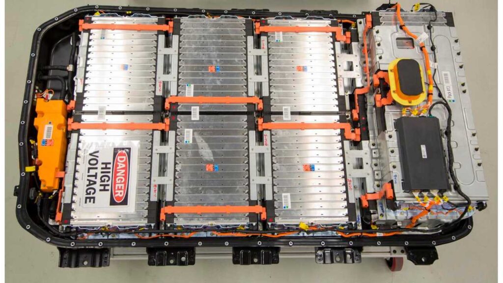 A large battery is being built in the process of assembly.