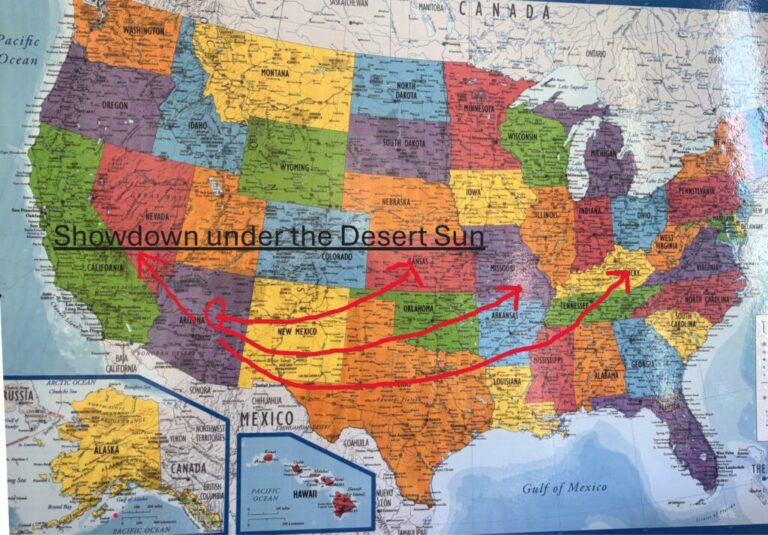 Map of the United States with arrows.